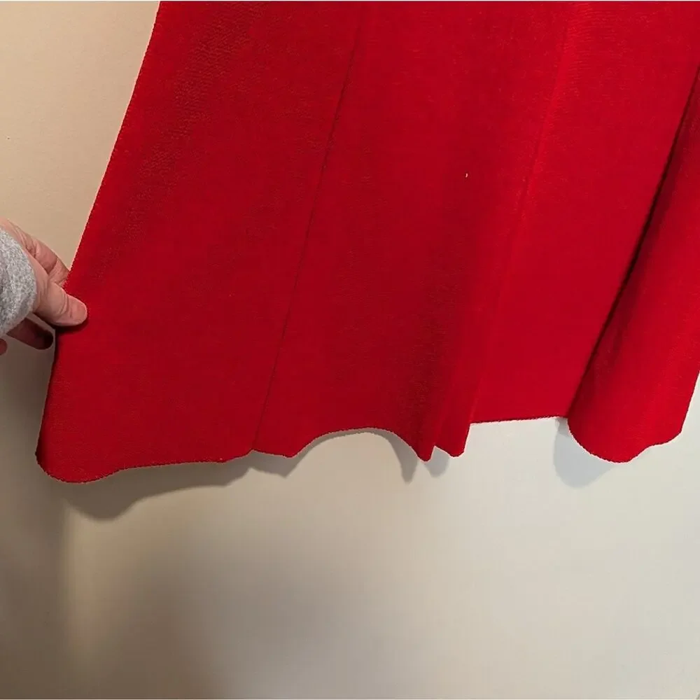 Vintage Red Pleated Sweater Skirt Size Large